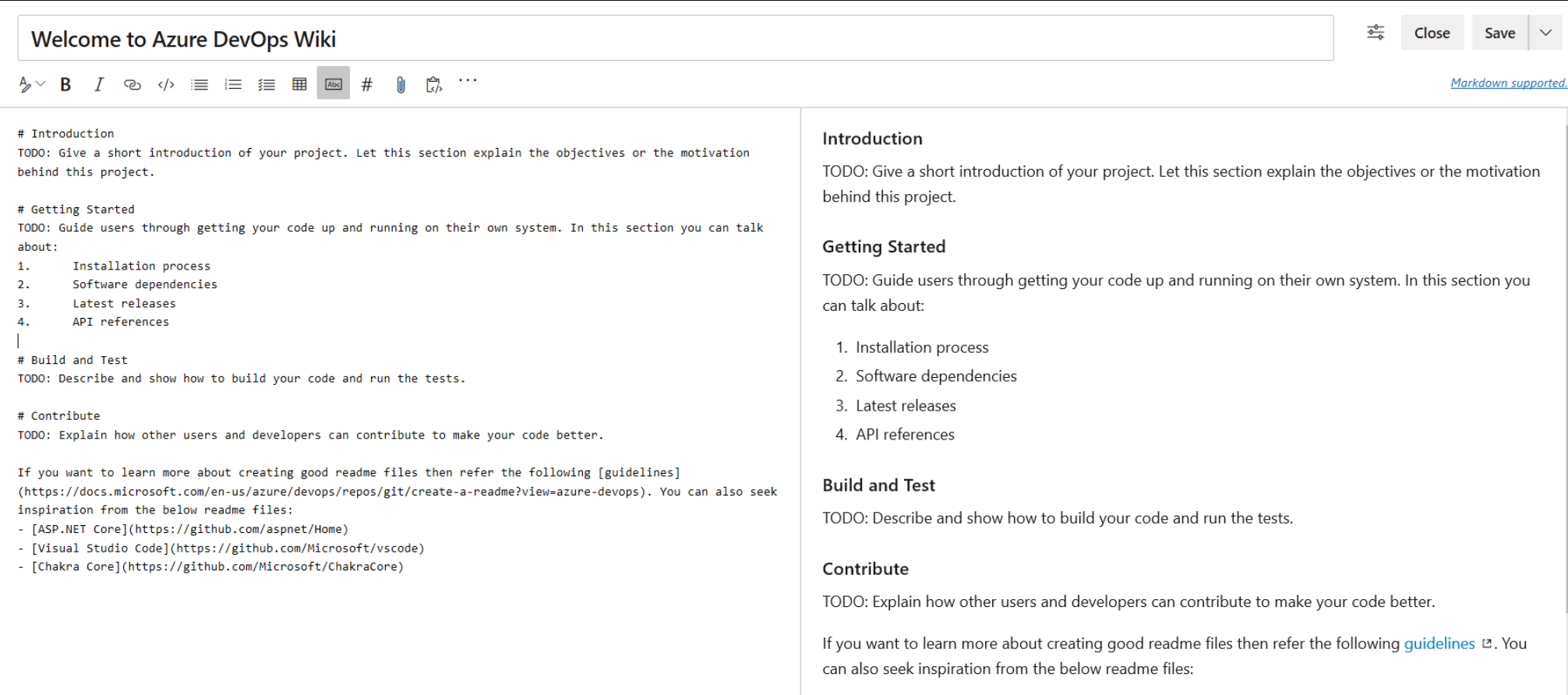 How to nest an unordered list using Markdown in Azure DevOps