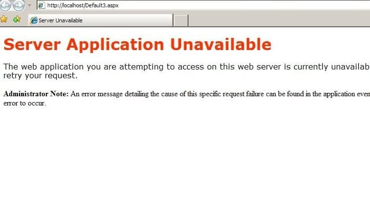 The dreaded Server Application Unavailable IIS error