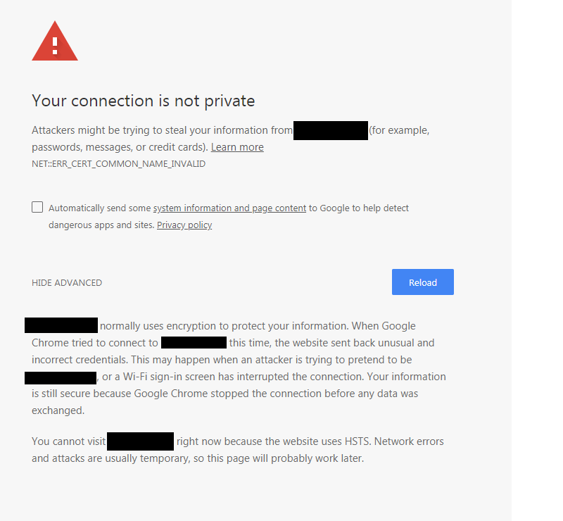 Allow Chrome to view blocked page due to cert error