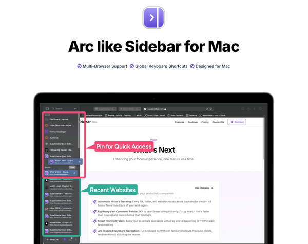 Add an Arc-Style Bookmark Bar for any browser on MacOS